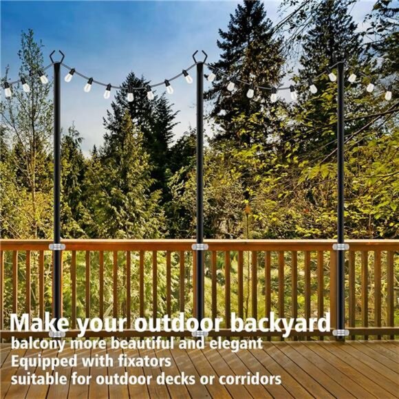 10Ft String Light Poles 4 Pack,Light Poles for Outside Lights,Outdoor with Fence - Picture 4 of 7